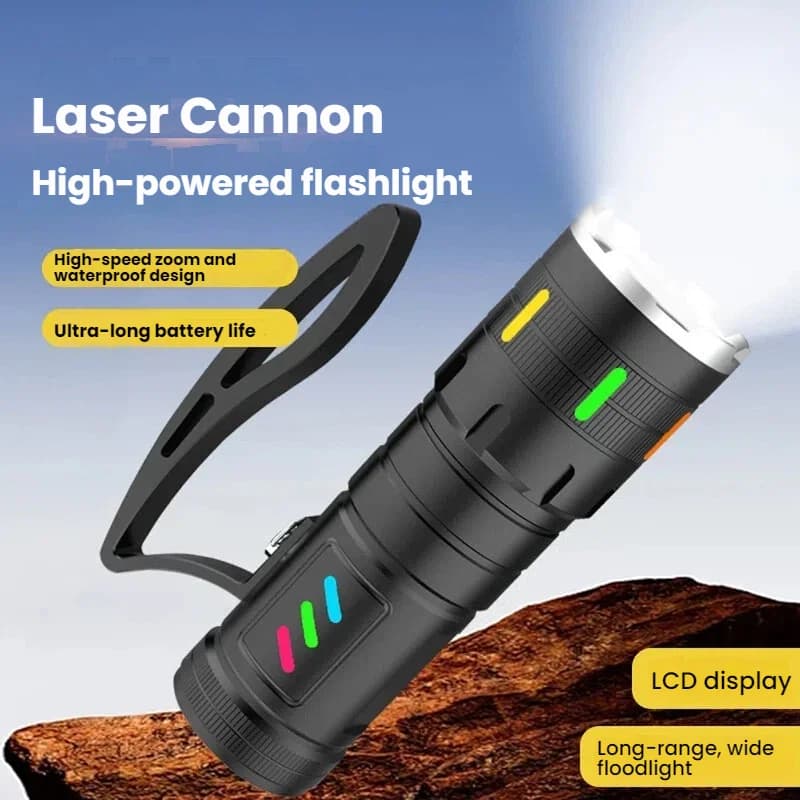 Torcia portatile ad alta potenza, luce da lavoro fluorescente, zoom telescopico, ricarica USB, torcia impermeabile, lanterna da campeggio per esterni