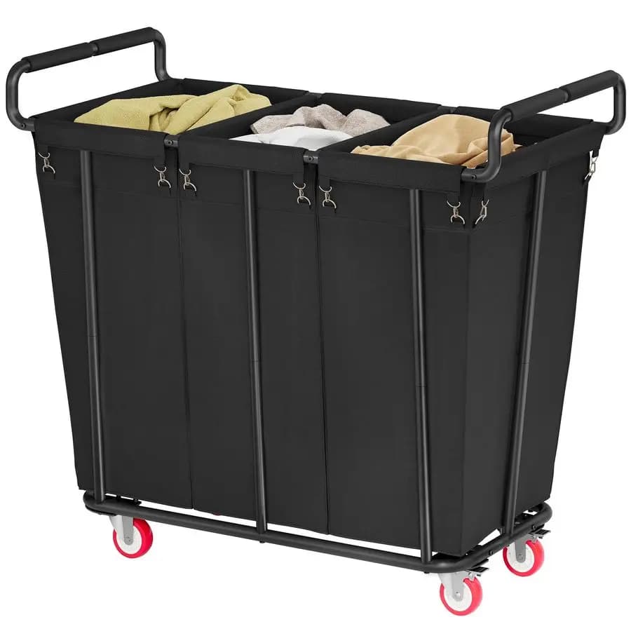 White basket with wheels, 360L, 3 bags, large basket with wheels and separator, extra large, durable