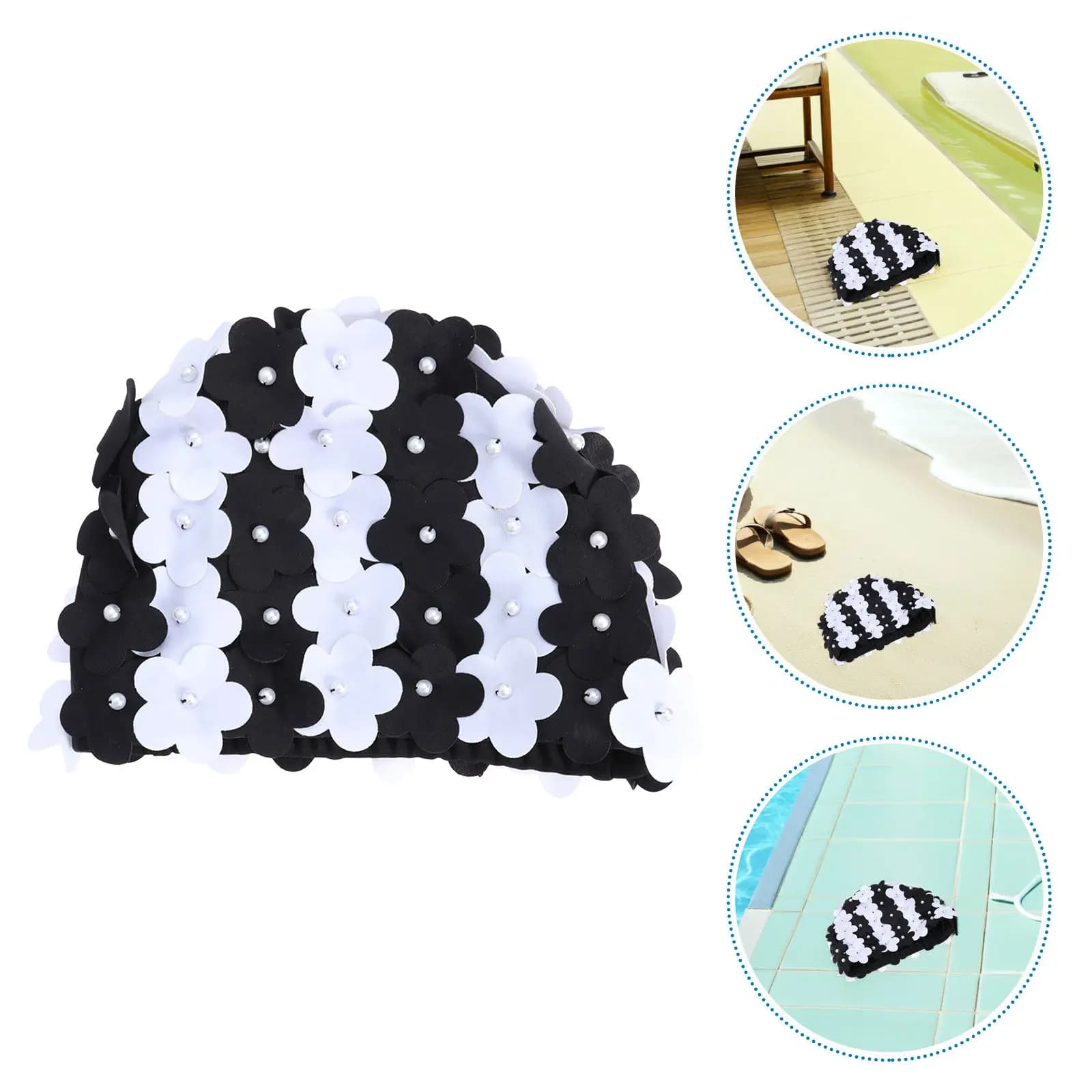 Floral Swim Cap for Women Retro Style Waterproof Elastic Bathing Cap Ideal for Long Hair Short Hair Pool Training Chlorine