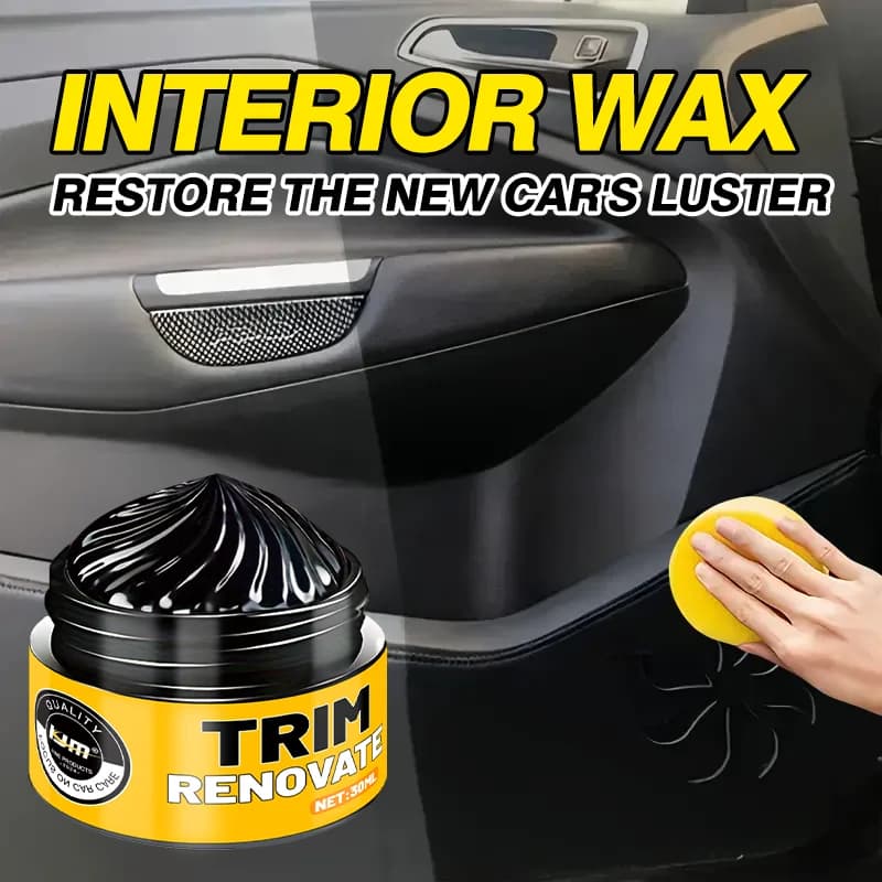 Cera per Interni Auto KJM, Restauratore Nero Lucido per Cruscotto, Sedili, Pneumatici, Protezione per Plastica, Gomma e Pelle, Rinnovatore per Interni