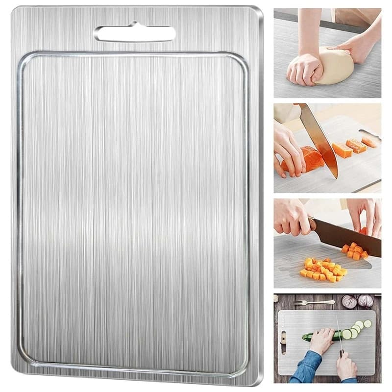 316 Stainless Steel Titanium Cutting Board 1.5mm/2.0mm Thick for Kitchen Double Sided Food-Grade Chopping Board for Cutting Meat