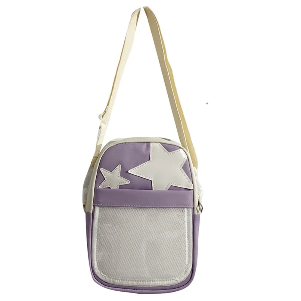 Fashion Nylon Star Ita Bag PVC Goth Transparent Handbag Japanese Style Large Capacity Y2K Anime Display Bag School