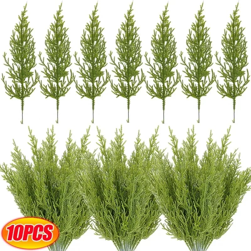 1-10PCS Di Natale Artificiale Pino Aghi Ramo Albero di Natale Ghirlanda Verde Pianta Finta Per La Decorazione Domestica Bouquet Da Sposa Scatola Regali FAI DA TE