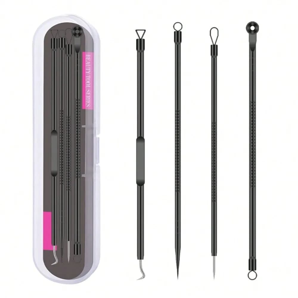 4/6 pcs/set Stainless Steel Black Dots Set Rose Gold Ribbon Black Dot Extractor Facial Skin Care Tool Needle Removal