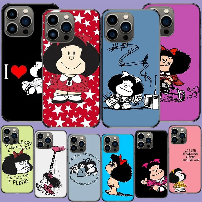 Custodia per telefono Mafalda Cartoon per Iphone 15 14 13 Pro Max 12 Mini 11 Pro XR X XS Max 6 6S 7 8 Plus 5 SE 2020 Cover Cute Fundas Shel