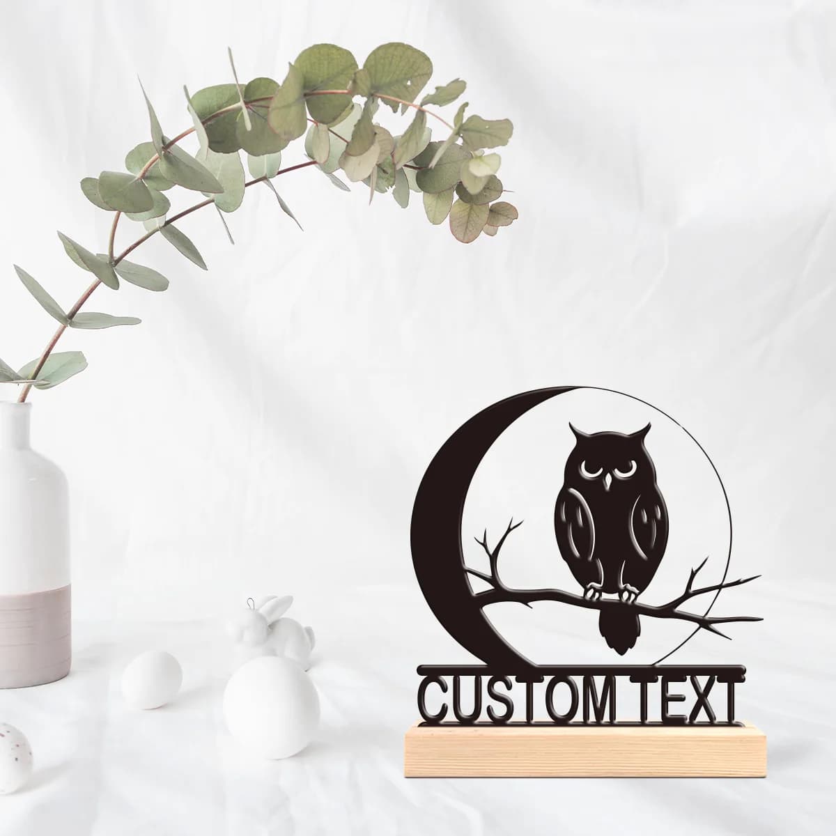 1pc Desktop Metal Ornaments Customizable Name With Wooden Base Decorative Gifts, Metal Statue Ornaments