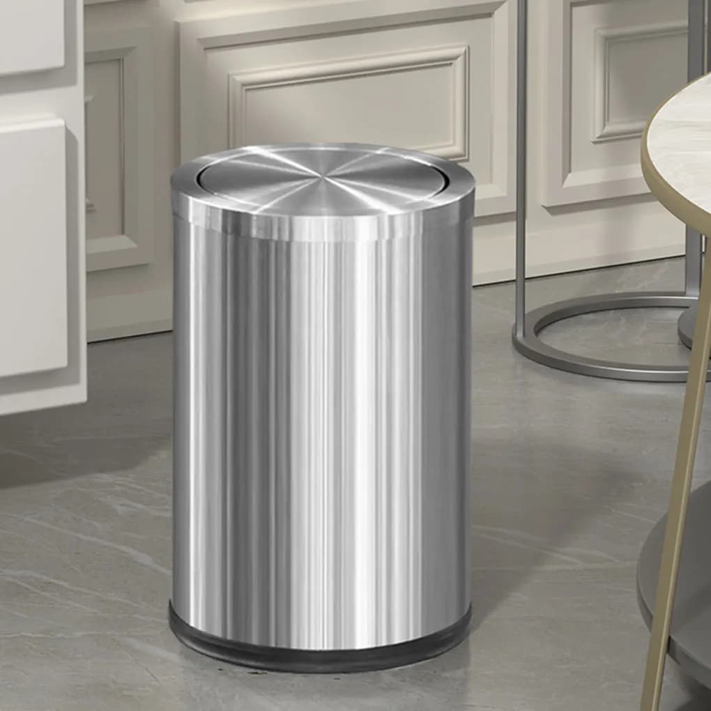 Pattumiera in acciaio inossidabile Pattumiera alla moda di grandi dimensioni da 7 litri con coperchio ribaltabile per la casa, soggiorno, bagno, cucina