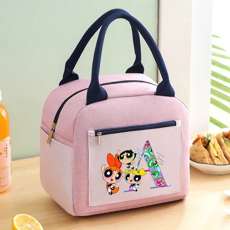 The Powerpuffs Girls Lunch Bag Cartoon Portable Insulated Bag Large Capacity Fresh Pouch Thermal Box Tote Picnic Container Bags