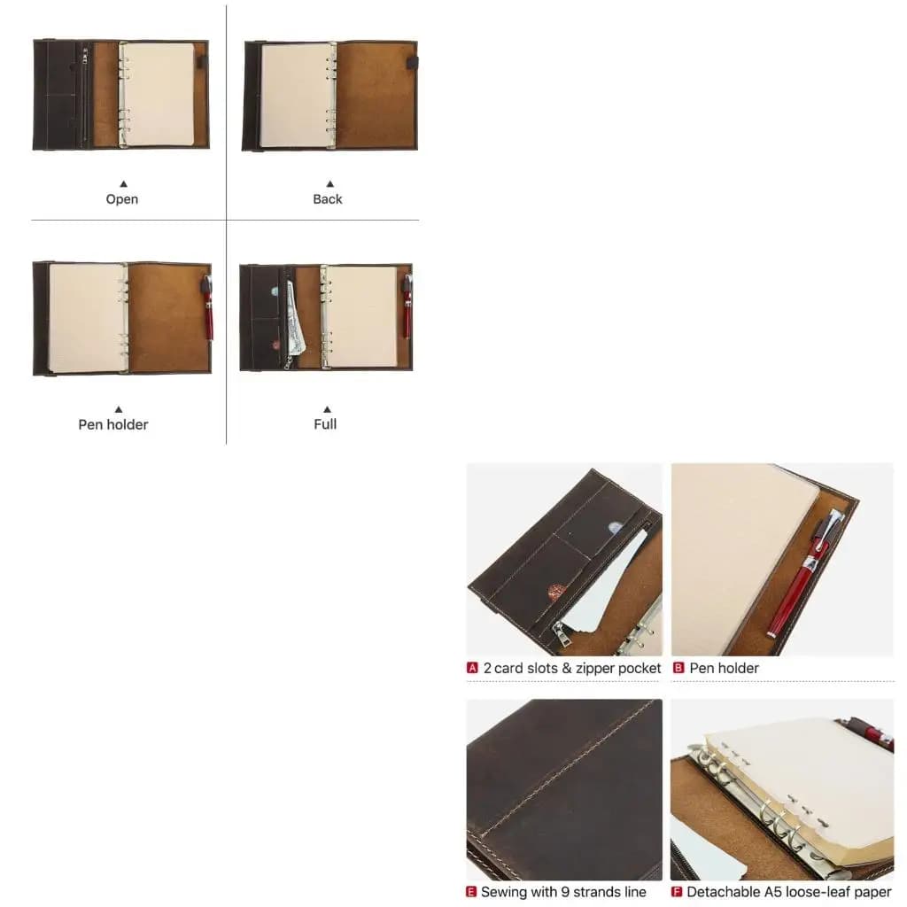 Leather Notebook Journal Elastic Closure for School Writing Travel Journaling