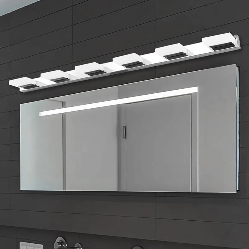 Lampada da parete frontale a specchio a LED per bagno impermeabile in acciaio inossidabile Lampada da parete lunga con striscia LED in acrilico Lampada da specchio cosmetico