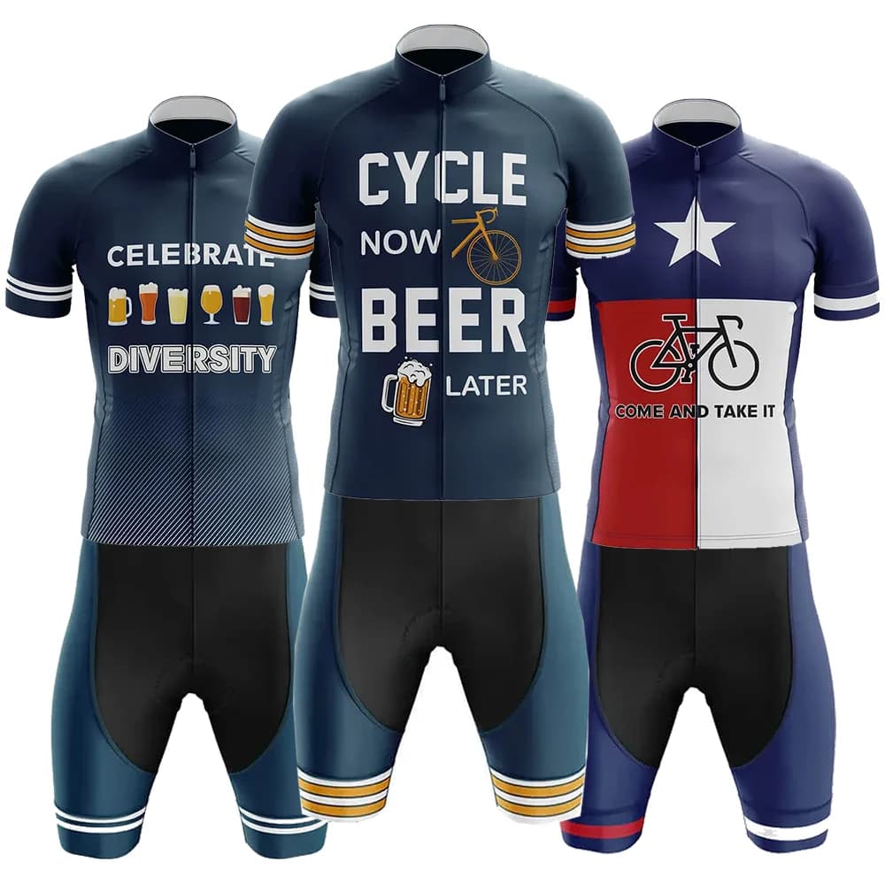 Cycle Now Beer Later Cycling Jersey Road Bike Maillot JERSEY Shorts Set Men Fast Dry Ropa Ciclismo Bicycle Clothing Sleeveless