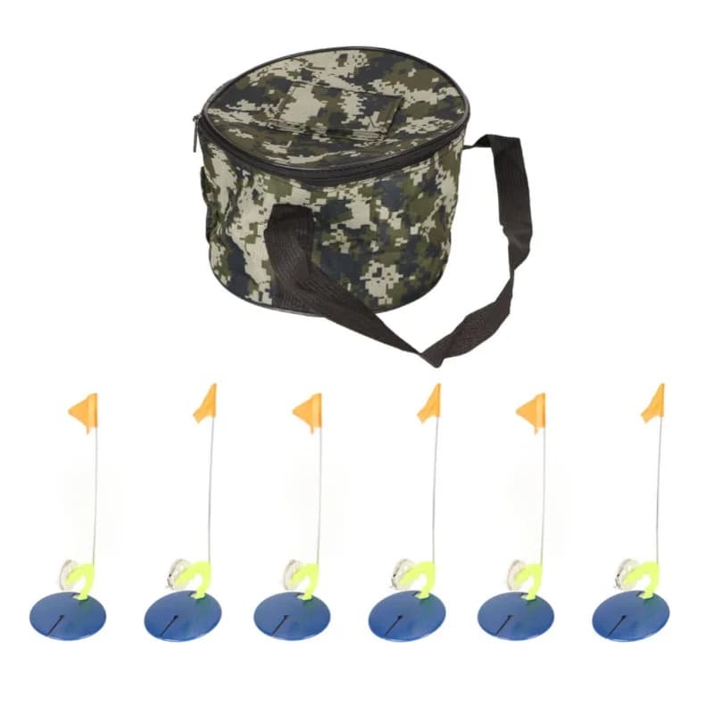 6 Set Ice Fishing Flag Kit Hands Free Efficient Winter Fishing Rod Indicator Flag Portable Angling Flag For Fishing