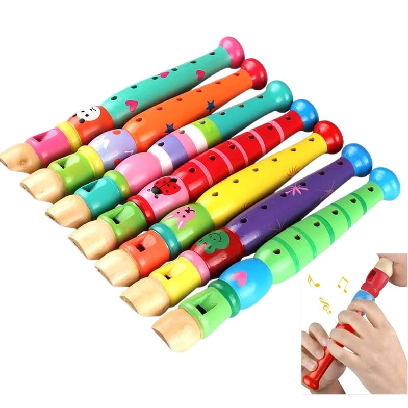 2 pz Flauto di Legno 20 cm Colorato Per Bambini Strumento Musicale Tromba Buglet Hooter Per Bambini Educativi Apprendimento Giocattoli Musicali TMZ