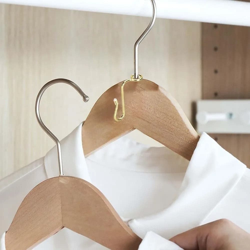 10Pcs Metal Hanger Connector Hooks Multi Layer Space Saving Clothing Hanger Hooks Clothes Storage Hooks