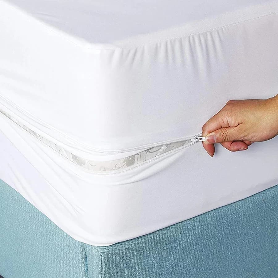 WASART Coprimaterasso impermeabile a 6 lati completamente chiuso con cerniera, stile lenzuolo con angoli elasticizzati, protezione per letto matrimoniale