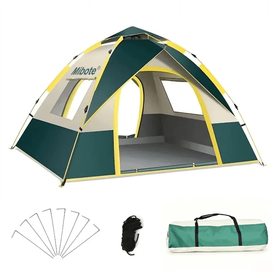 2-Person Camping Tent, Auto Setup Pop Up Tent, Waterproof, Huge Door and Windows for Camping, Hiking, Travel