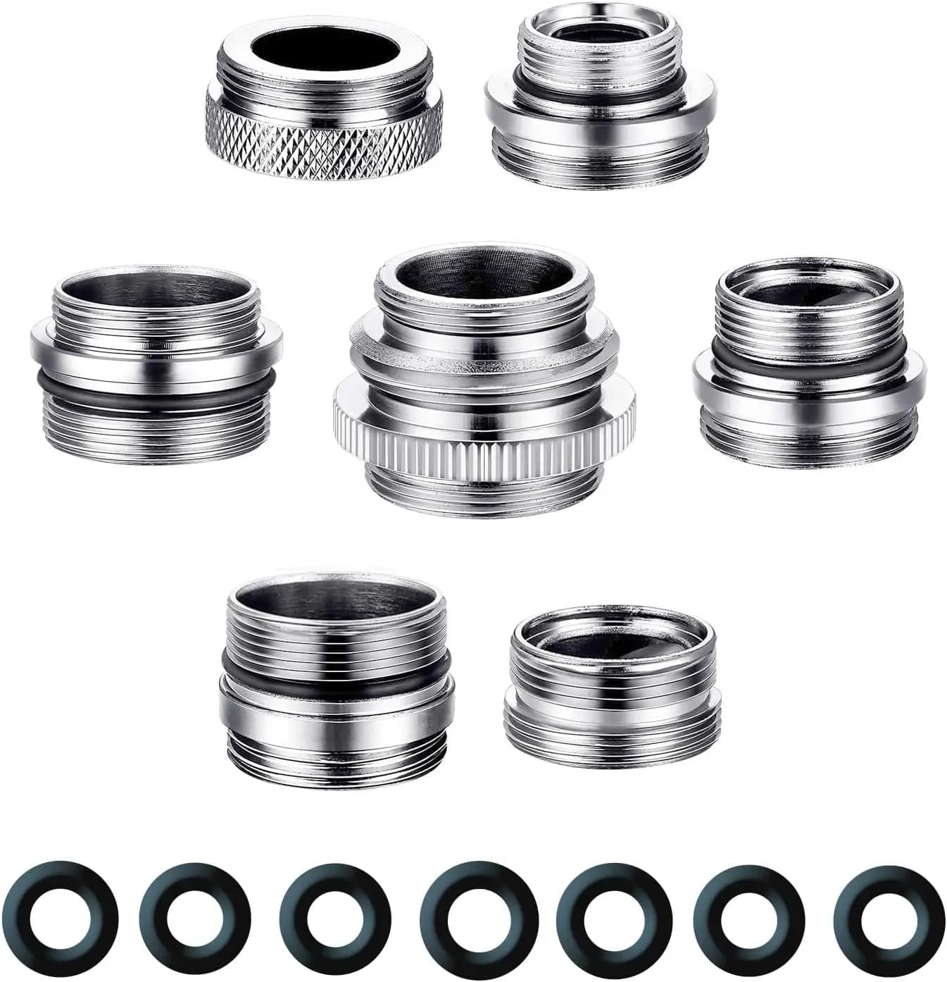 Kit adattatori per rubinetti da 7 pezzi, adattatori per aeratore maschio e femmina in ottone da cucina per filtro dell'acqua, tubo standard, tubo da giardino tramite divisione