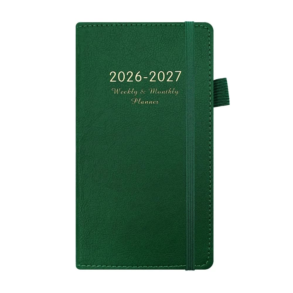 Inglese 2026 Pianificatore di pianificazione Blocco note in pelle Pu Pagine complete in inglese Agenda Notebook di pianificazione Segnalibro semplice Pianificatore di lavoro per ufficio