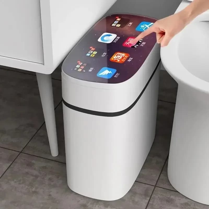 Pattumiera intelligente per soggiorno, bagno e camera da letto, versatile pattumiera domestica con coperchio con apertura a sensore elettrico