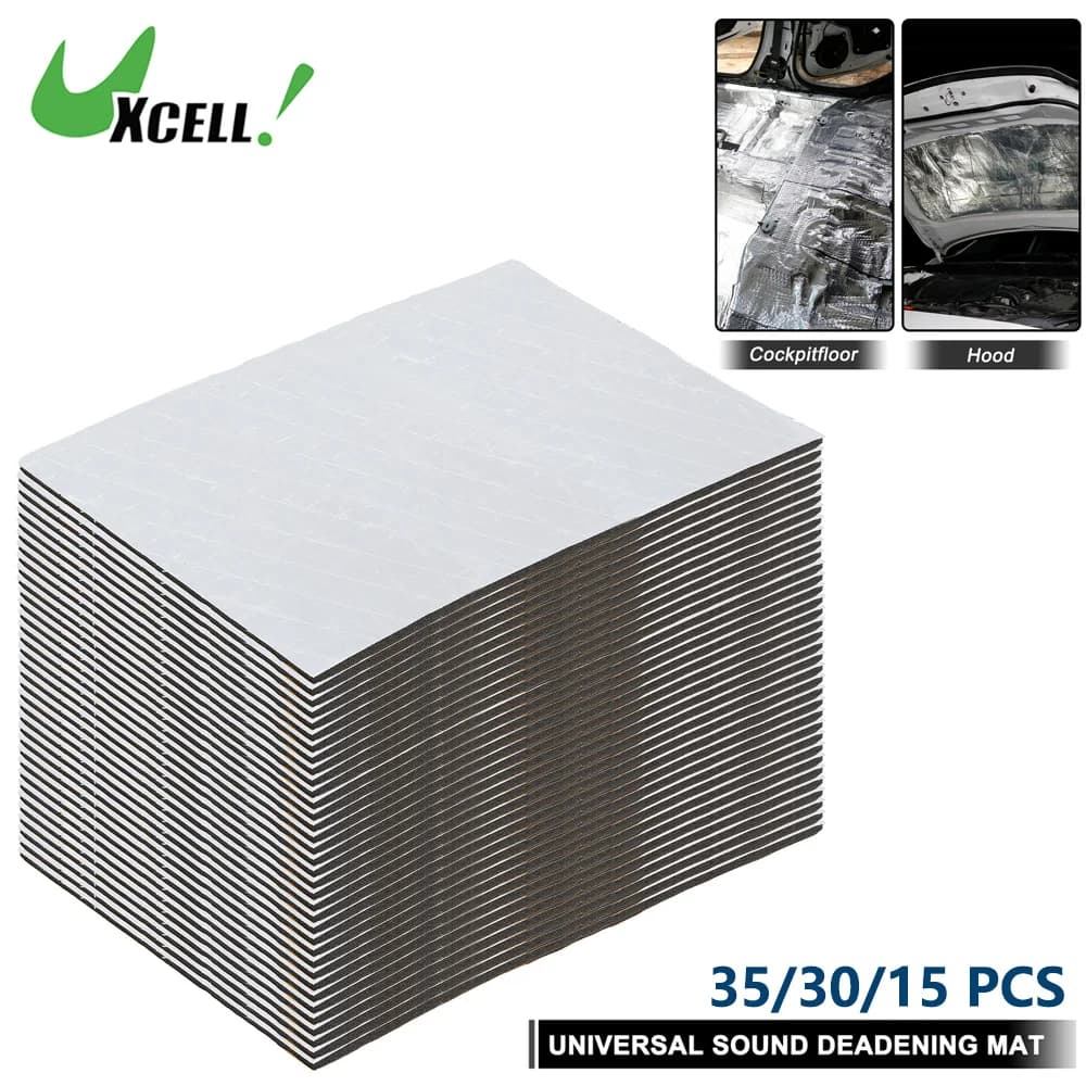 Uxcell 35/25/15 pezzi Tappetino fonoassorbente autoadesivo per furgone automatico Isolamento termico per auto in schiuma di alluminio fonoassorbente
