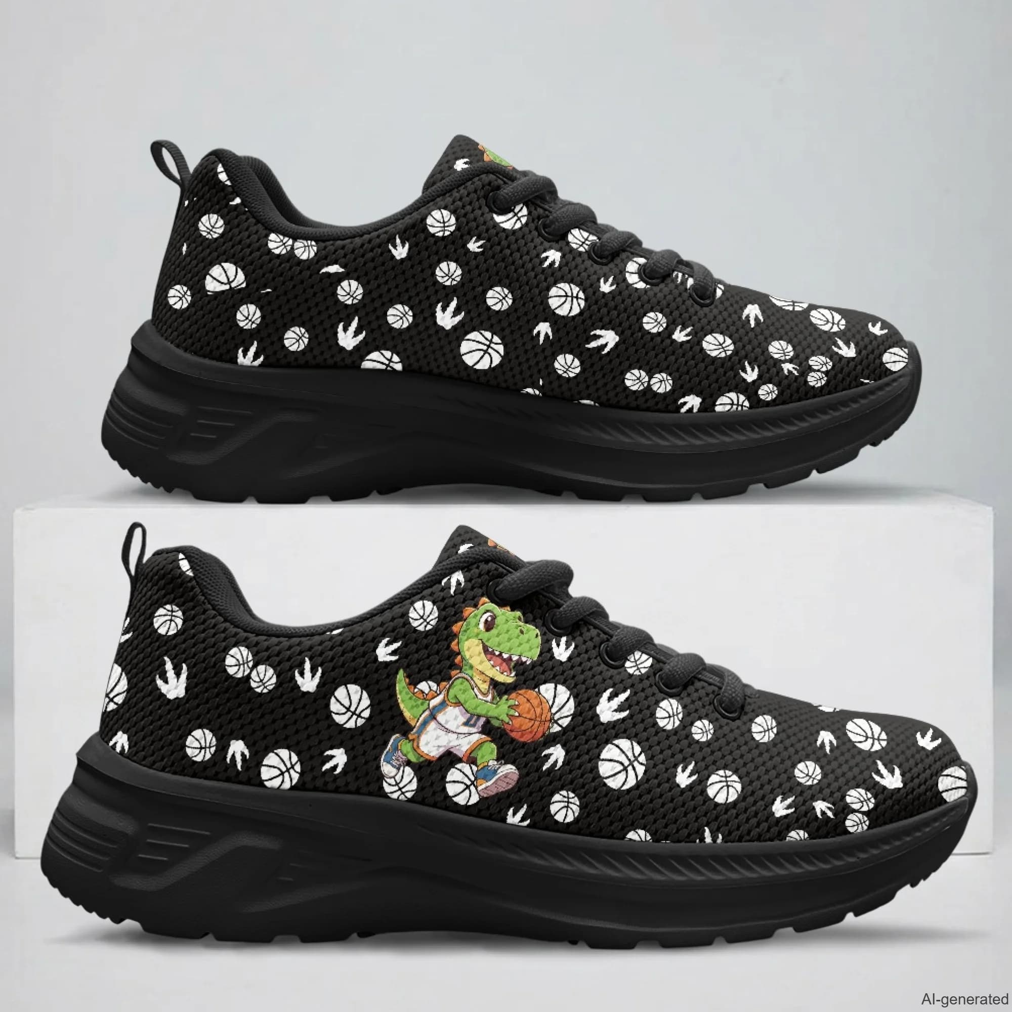 XIXIRIMIDO Running Shoes for Men Breathable Mesh Casual Walking Shoes for Women Dinosaur Basketball Print Gym Sneakers 35-48