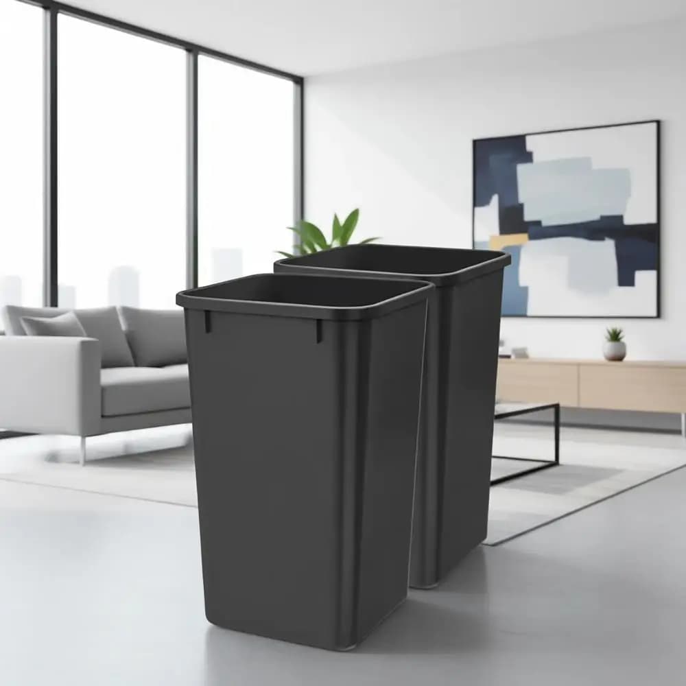 Doppio Bidone Nero da 27 Quarti per Rifiuti e Riciclo, per Cucina o Camper