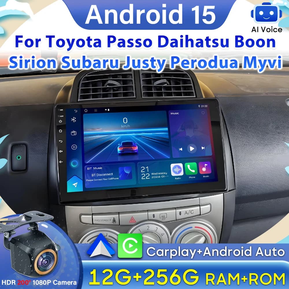 Car Radio Android Auto For Toyota Passo Daihatsu Boon Sirion Subaru Justy Perodua Myvi Video GPS Navigation Stereo Carplay BT 2K