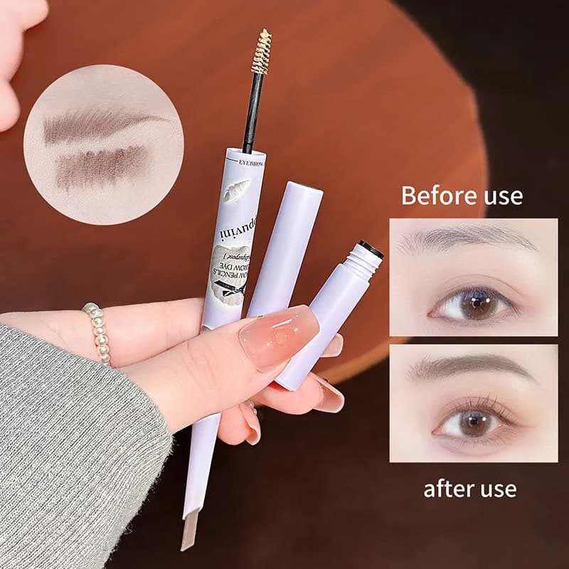 Cappuvini 3D Coloring Cream for Eyebrows Gray Brown, Double Toe Pen Long Lifetime Waterproof, Eyebrow Tint Mascara, Eyebrow Matitle