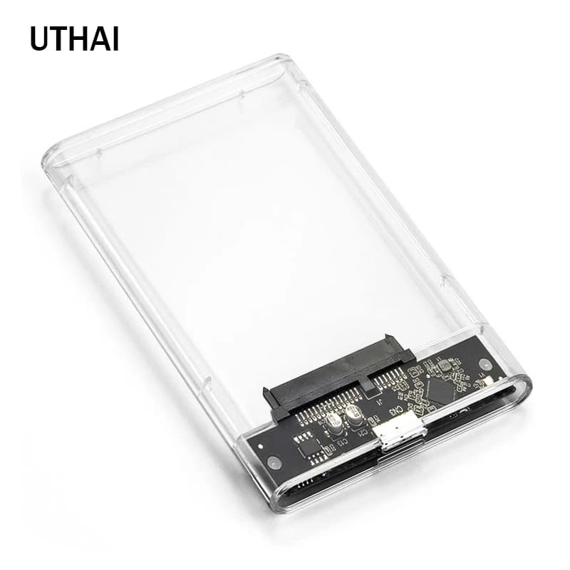 UTHAI G06 USB3.0/2.0 Custodia per HDD Porta seriale da 2,5 pollici SATA SSD Custodia per disco rigido Supporto Custodia per HDD esterna mobile trasparente da 6 TB