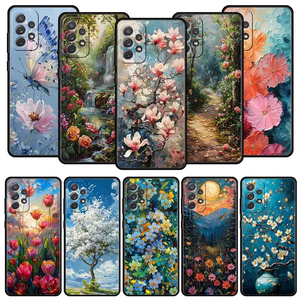Oil Painting Of Flowers Phone Case for Samsung A51 A71 A21S A11 A15 A25 A31 A41 A23 A33 A53 A73 A03S A05S A13 5G A35 A55 Cover