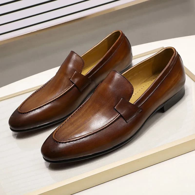 Mocassini da uomo stile autunno-estate per la festa nuziale Danza Nero Marrone Slip on in vera pelle Scarpe eleganti da uomo Casual Business