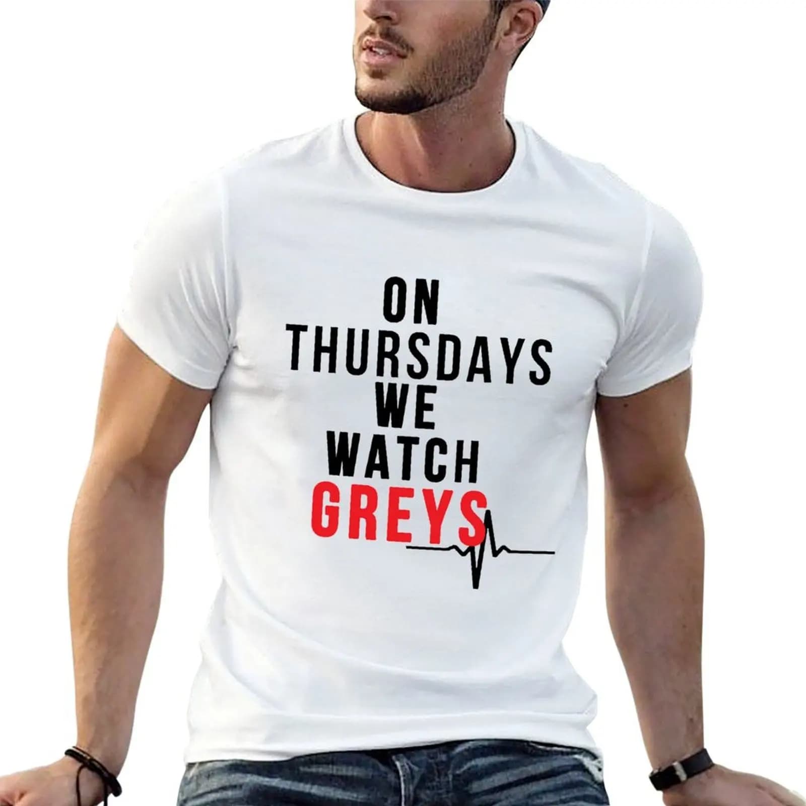 on Thursdays we watch greys T-Shirt t shirts for man graphic vintage t shirt man plain cotton t shirts high quality T-shirt