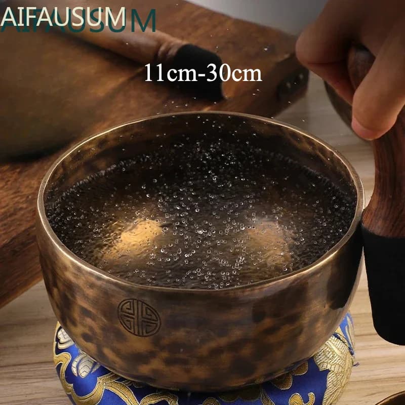 hand hammered Tibetan Singing Bowl Sanskrit Engraved Full moon bowl Yoga Meditation Sound Healing Stress Relief Spiritual Gift