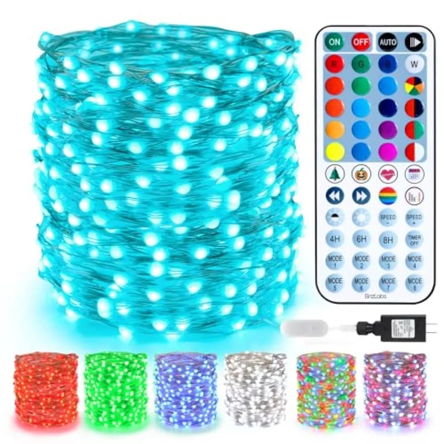 Color Changing Fairy String Lights 66Feet for Xmas Halloween RGB; Rainbow; Music sync; 540+ modes; Brightness and speed adjusta