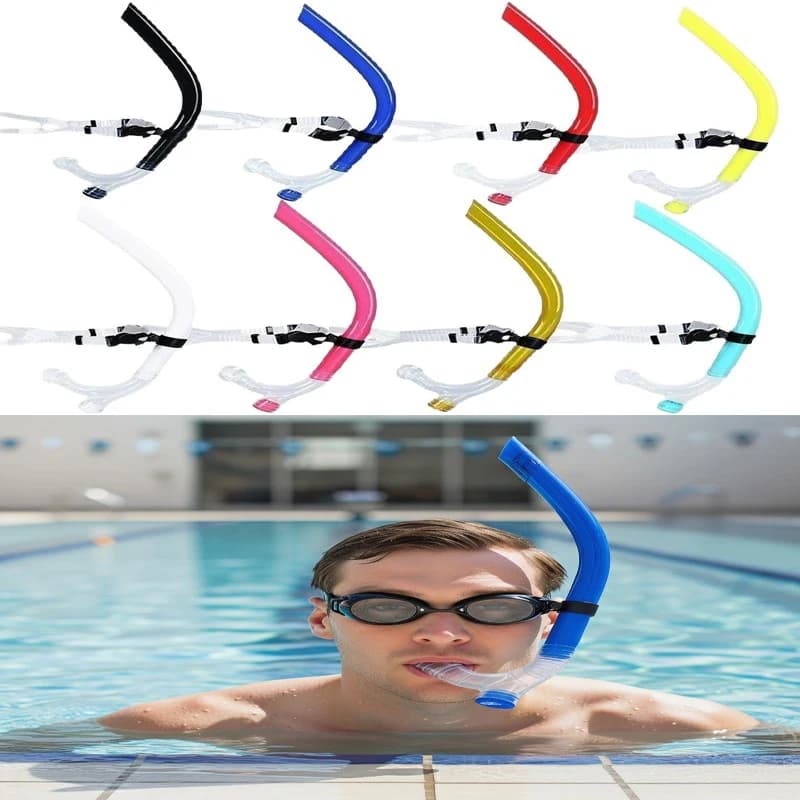 Tubo snorkel in PVC e silicone per nuoto, con valvola di purga unidirezionale, per adulti, per allenamento di nuoto e apnea.
