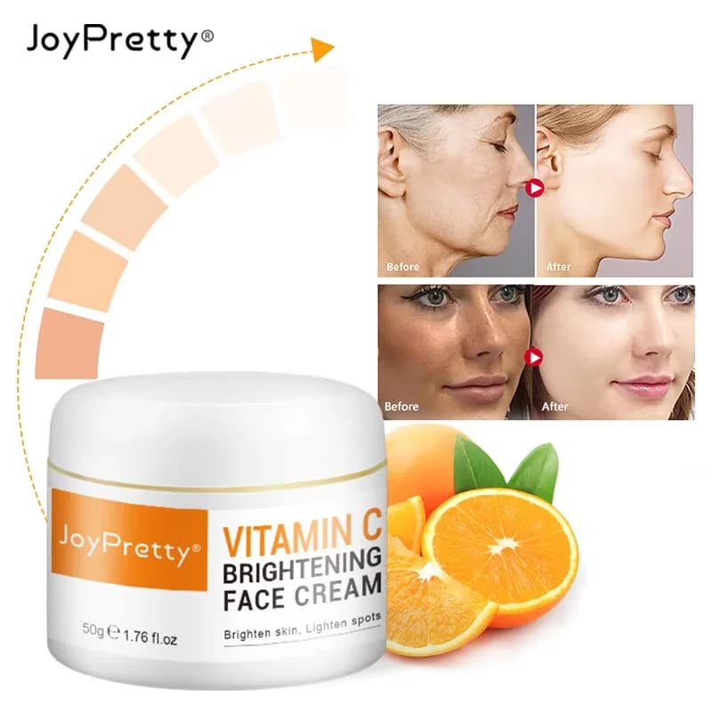 JoyPretty Vitamin C Face Cream Whitening Hyaluronic Acid Hydrating Removal Dark Spots Cream Sleaching Face Cream Skin Care 50g