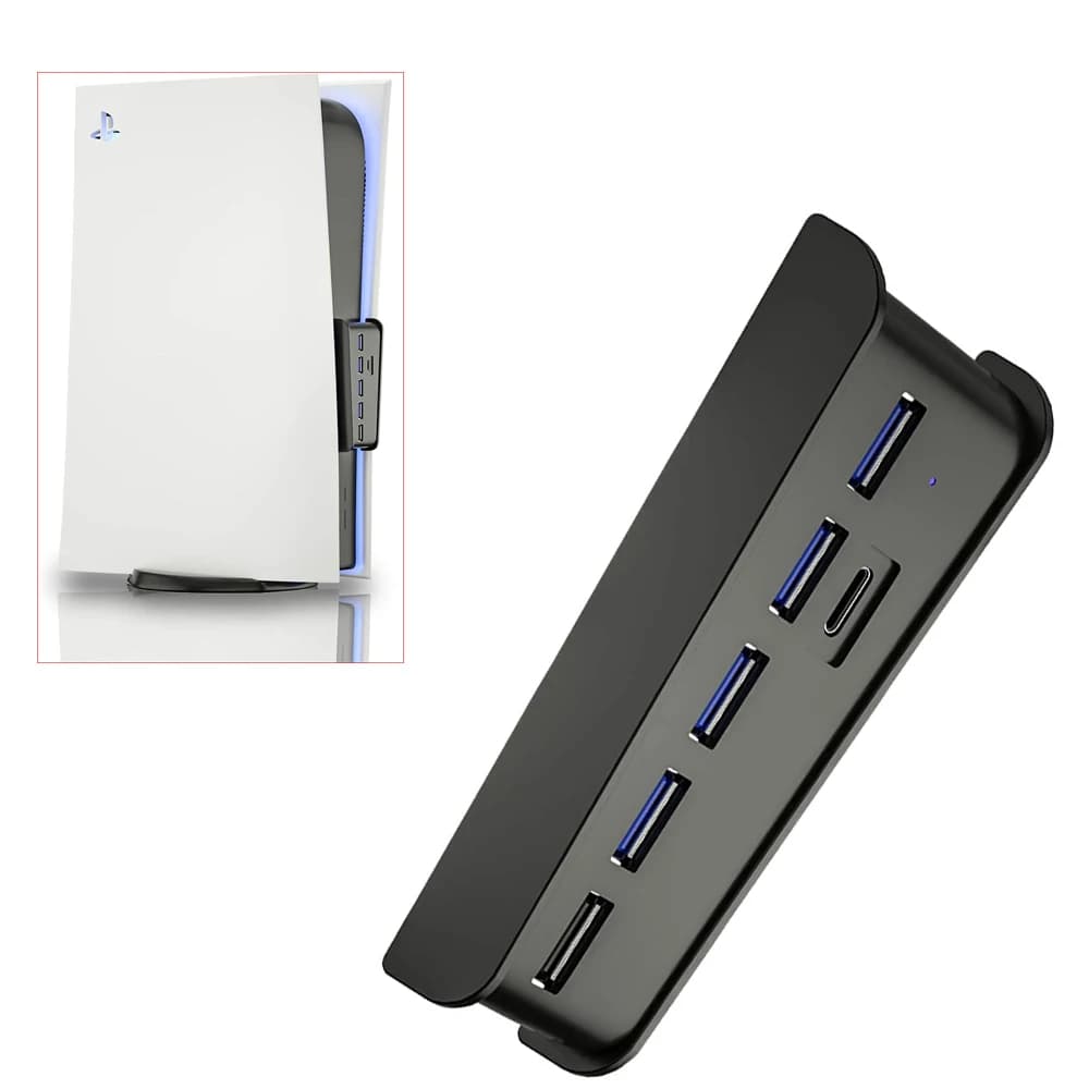 Per PS5 6 in 1 USB Splitter Expander Hub 5 porte USB A + 1 tipo C per accessori Console PlayStation 5 Digital Edition