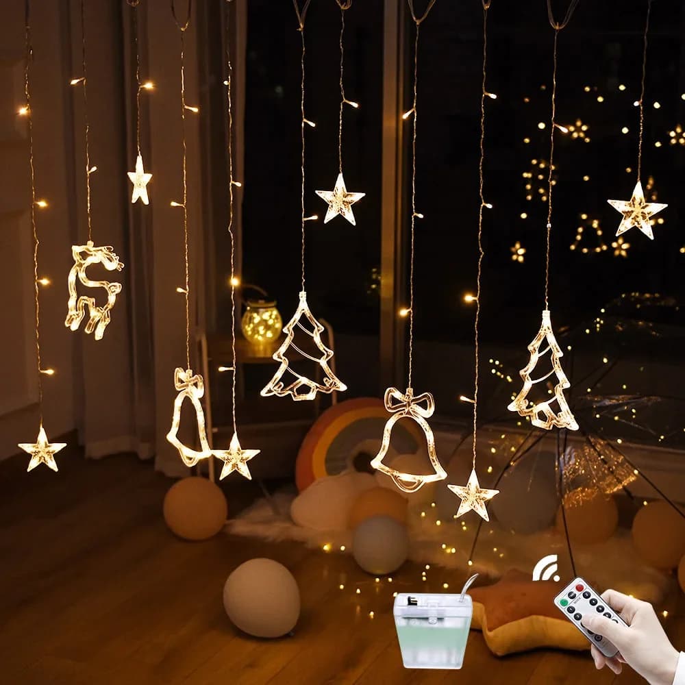 Battery Powered Christmas Lights 2027 Festoon String Light Fairy Garland Curtain Decor For Holiday New Year Decoration