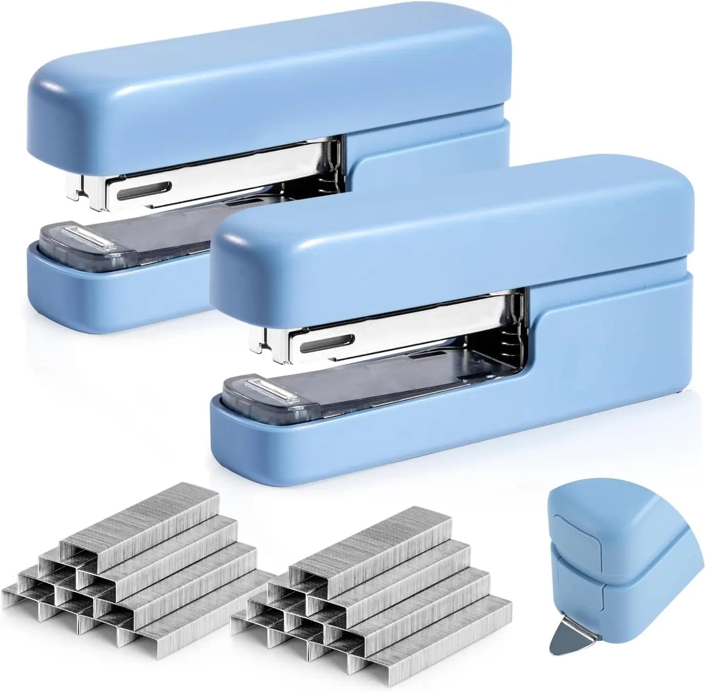 Cucitrice da Scrivania con Smagliacuciture, Capacità 45 Fogli, Blu, Confezione da 2 per Uso Ufficio