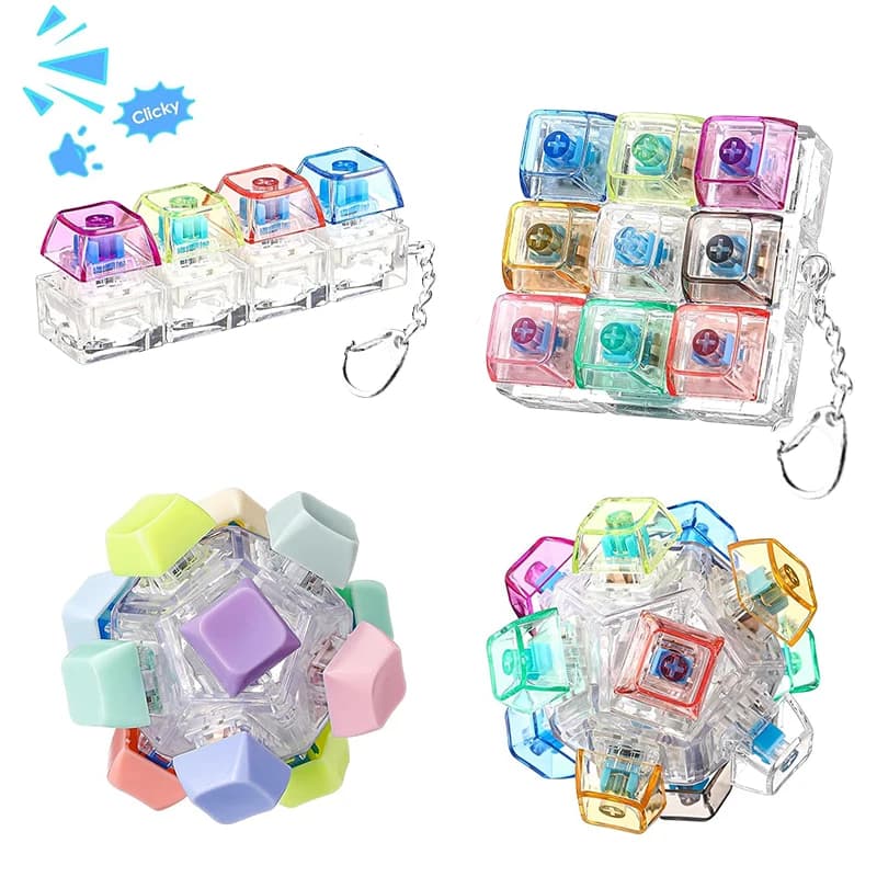 Portachiavi con Tastiera Meccanica RGB, Giocattolo Antistress, Regalo per Alleviare Ansia e Stress