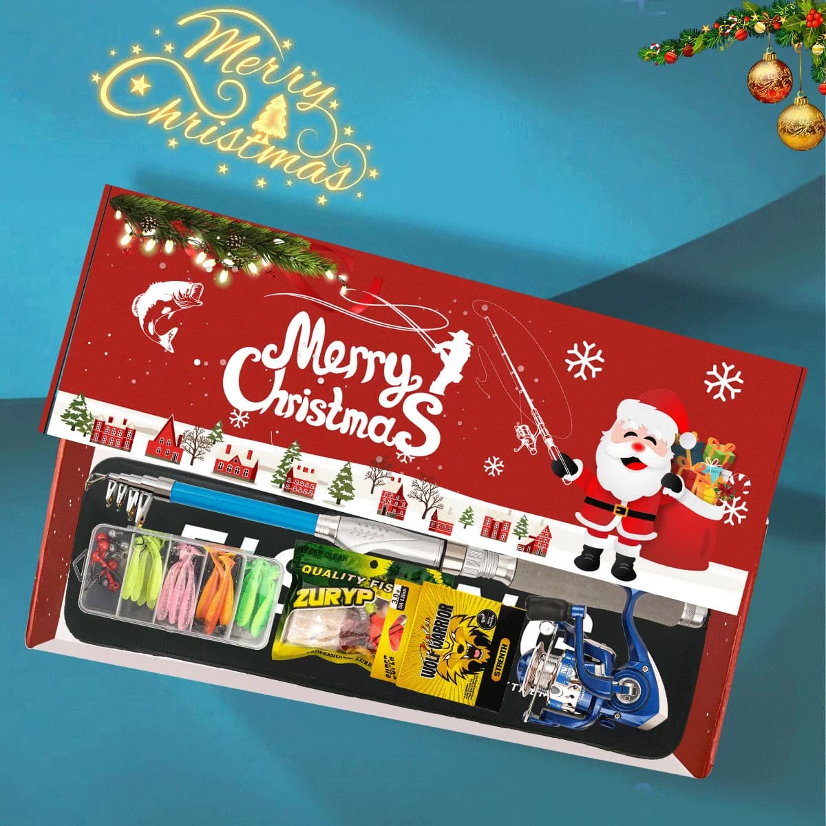 Set da Pesca Luya per Regalo di Natale, Canna in Fibra di Vetro, Attrezzatura Completa Portatile Ultra Leggera per Lanci a Lunga Distanza, Combo per Pesca in Mare