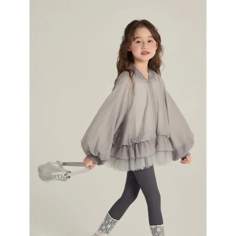 Moda Abbigliamento per bambini 2025 Primavera Nuove ragazze di medie dimensioni Stile coreano Principessa Vento Maglia Fondo Cappotto Bocciolo di fiore Top Top