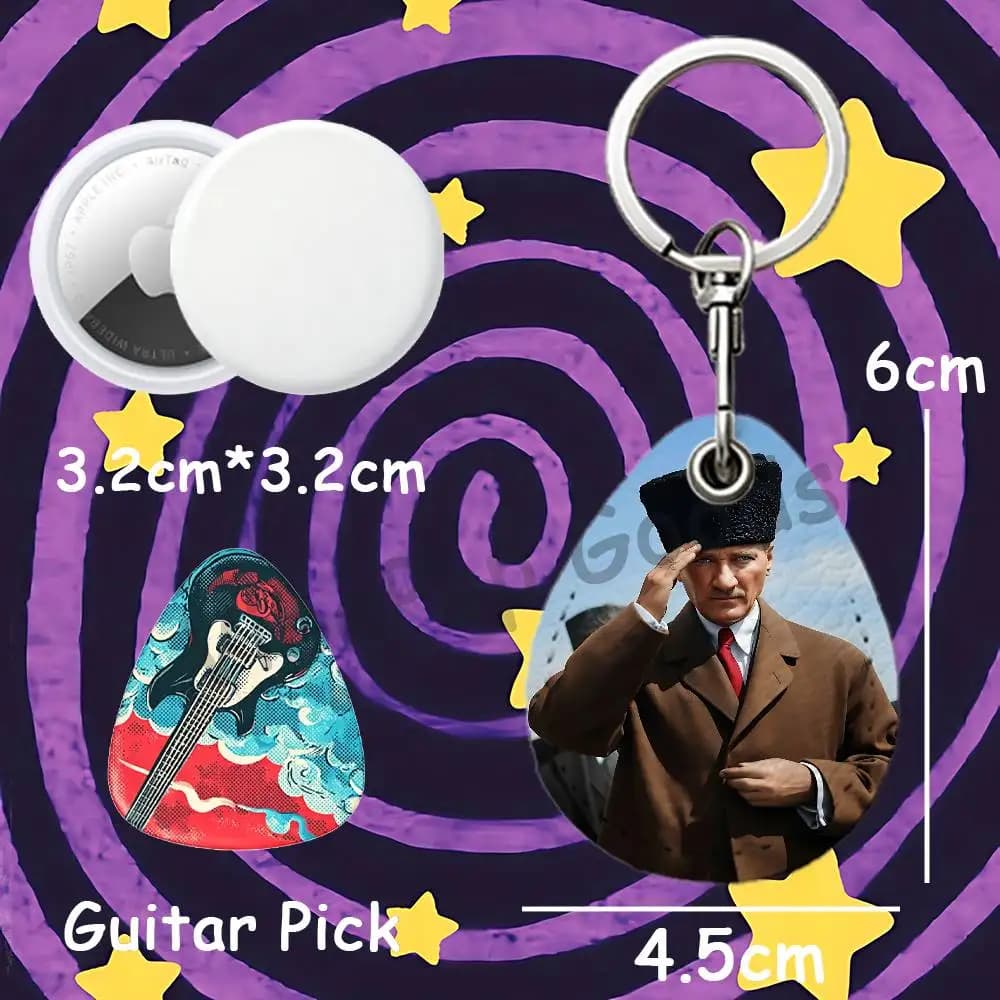 Mini Leather Bag Essential Oil Diffuser Keyring Turkey Mustafa Kemal Ataturk For S-SmartTag Stable Guitar Pick Storage
