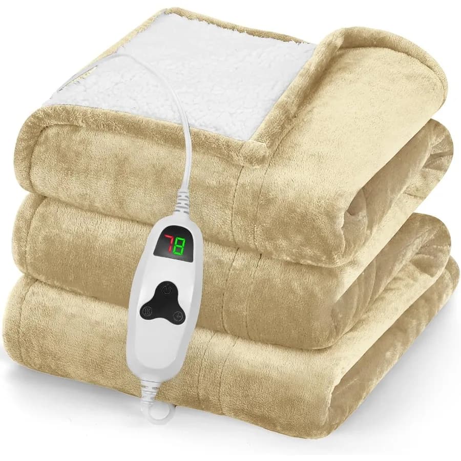 Coperta riscaldata Coperta elettrica 50"X60" Coperta riscaldante con 10 livelli di calore 8 ore Spegnimento automatico Coperta morbida in pile Regali di compleanno f