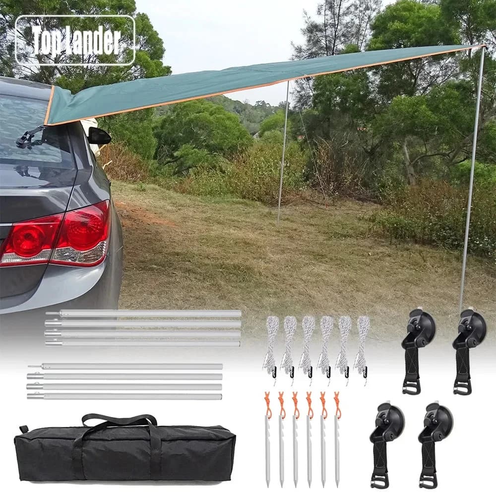 Tenda da sole laterale per auto 3x3m con picchetto in corda per palo forte ventosa ancoraggio tenda da campeggio per esterni telo parasole impermeabile tenda da sole