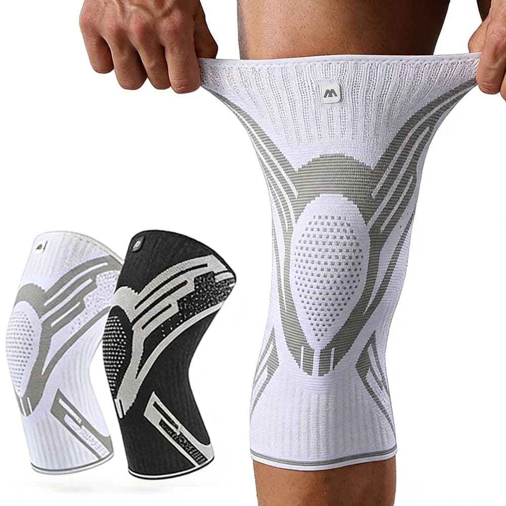 1 Pc Compression Knee Support Sleeve Elastic Breathable Knee Pads Brace Springs Gym Sports Protector Basketball Volleyball Run
