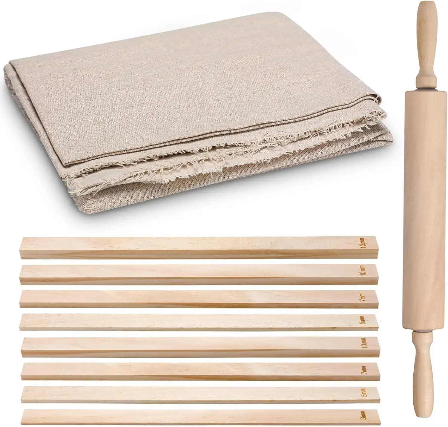 Set di 12 Utensili per Ceramica con Mattarello, Tavola per Modellare e 10 Bastoncini Guida per Scultura in Argilla Polimerica