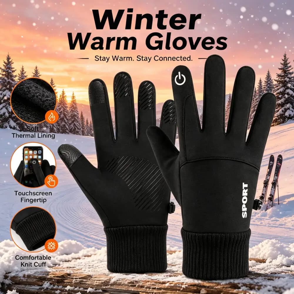 Unisex Winter Full Finger Sports Gloves Knit Thermal Wrist Cuff Touch Screen Anti Slip Warm Gloves For Skiing Hiking Cycling