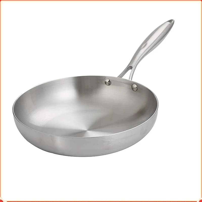 Triple Layer 304 Stainless Steel Frying Pan Uniform Heating Flat Steak Pan Universal For Induction Gas Stove Household Cookware