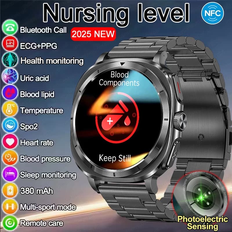 NEW Accurate Measurement Nursing Health Smart Watch 7 Blood Fat Blood Pressure Body Analysis ECG + PPG Watch Smart Watches for Men
